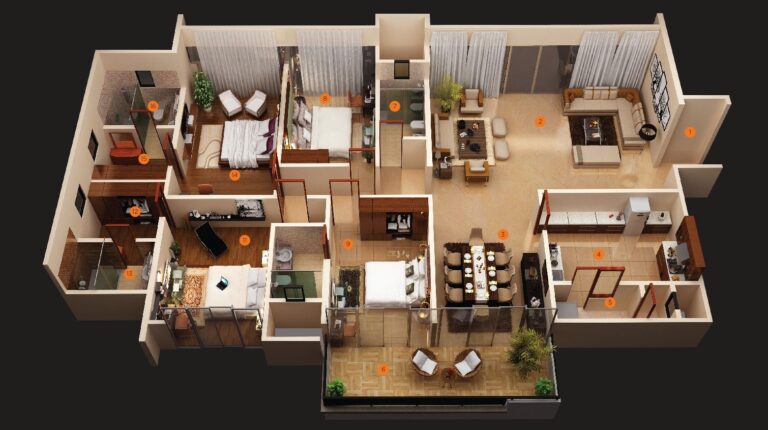 Family House 4 Bedroom House Floor Plans 3d