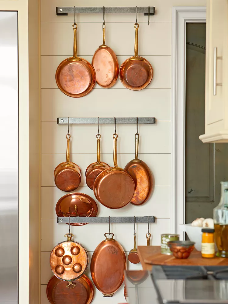 6. Use pegboards for multi-purpose kitchen storage.